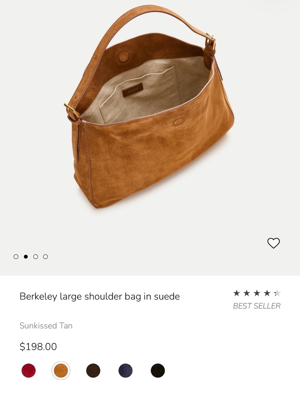 Jcrew Berkeley Large Shoulder Bag in Sunkissed Tan, NWOT - Picture 2 of 8